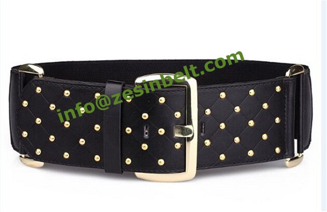 Fashion Studded and Plaid Stretch Belt For Women