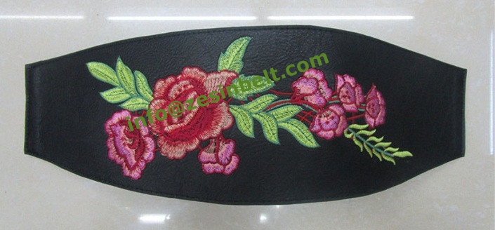 Fashion Rose Embroid Super Wide Stretch Belt