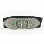 Fashion Super Wide Rhinestone and Jewels Elastic Belt For Women