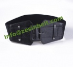 Fashion Studed Stretch Belt With Leather Buckle